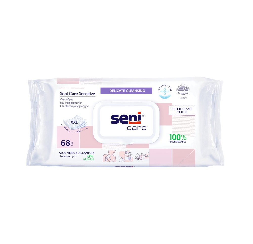 SENI Care lingettes impregné sensitive 68 pce