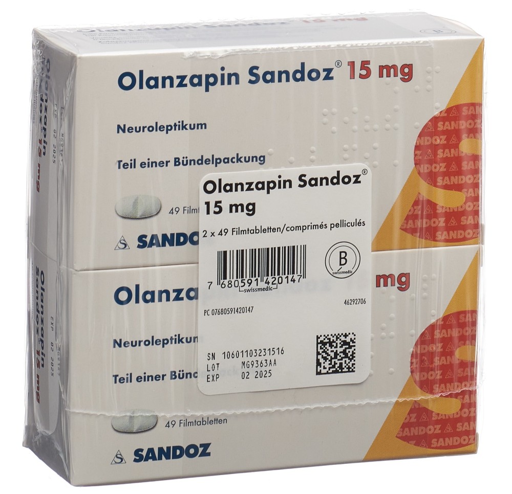 OLANZAPINE Sandoz cpr pell 15 mg 2 x 49 pce