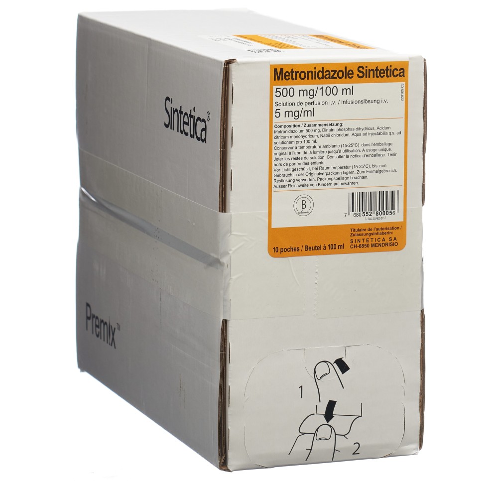 METRONIDAZOLE Sintetica 500 mg/100ml 10 x 100 ml