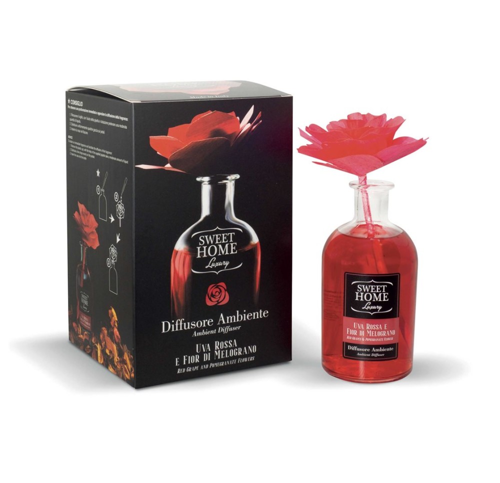 SWEET HOME Diffuseur avec fleur raisi grena 250 ml