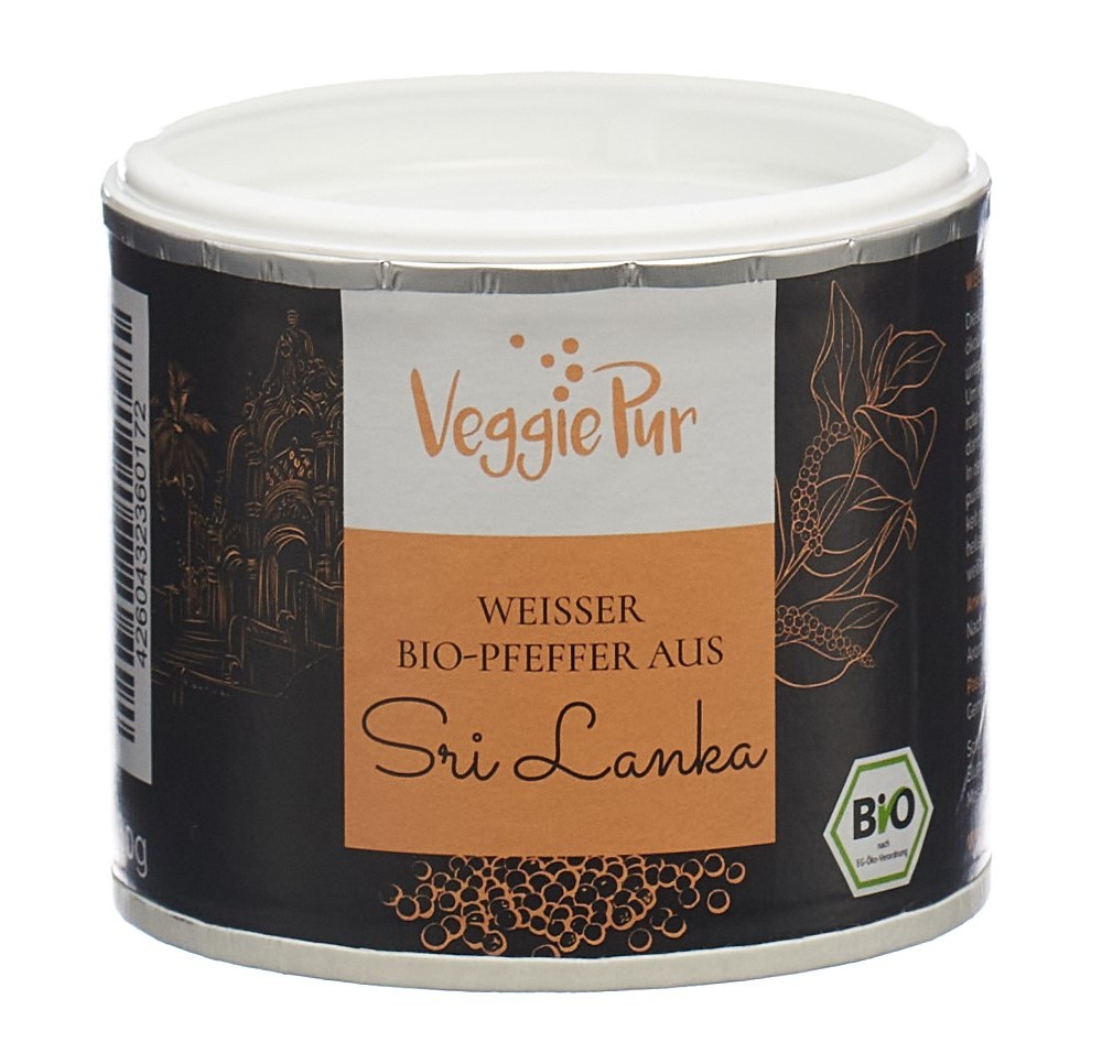 VEGGIEPUR Poivre blanc bio du Sri Lanka 80 g