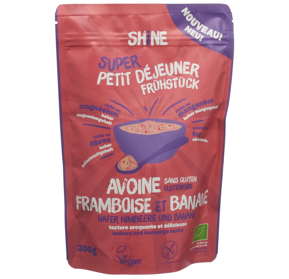 SHINE Petit Déjeuner Avoine Framb&Banane BIO 300 g