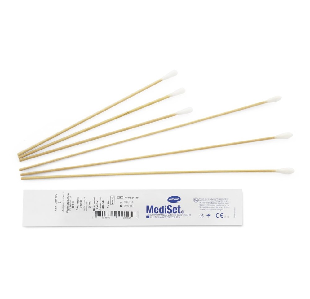 MEDISET bâtonnets d'ouate 15cm st gra 125 x 3 pce