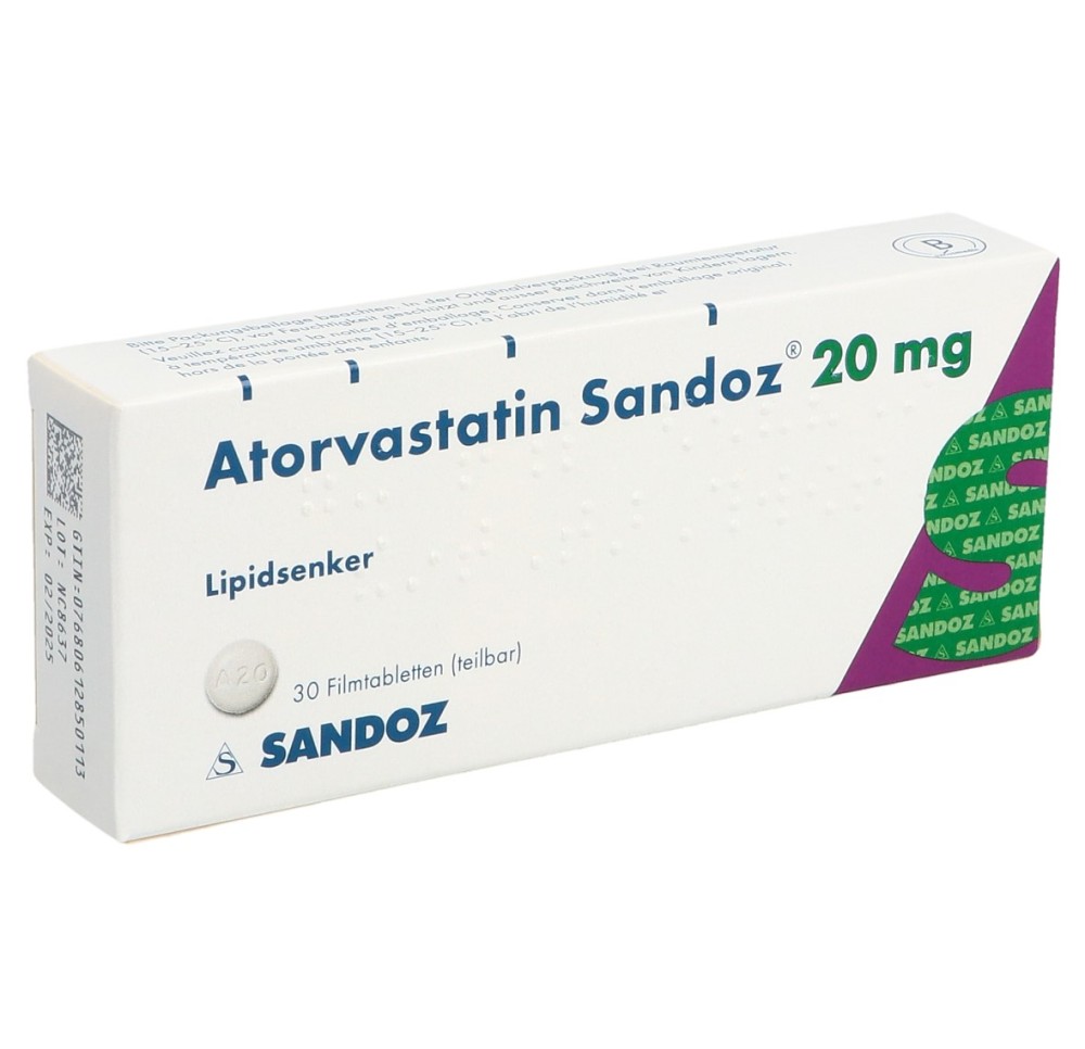 ATORVASTATINE Sandoz cpr pell 20 mg 30 pce