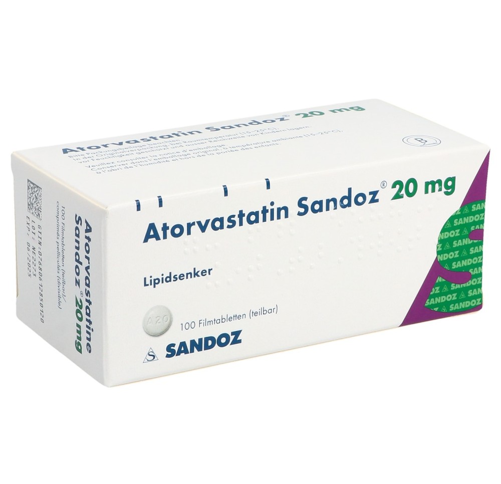 ATORVASTATINE Sandoz cpr pell 20 mg 100 pce