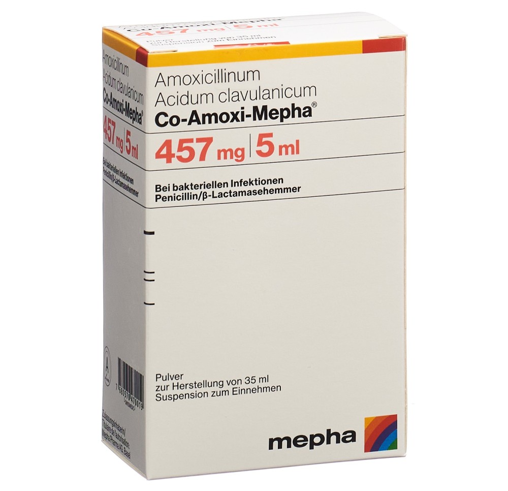 CO-AMOXI Mepha pdr 457 mg p susp fl 35 ml