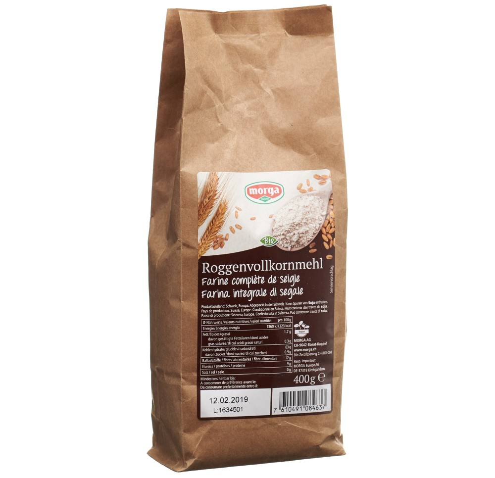 MORGA farine de seigle complet bio sach 400 g