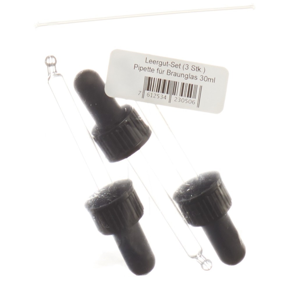 FARFALLA Set Pipette p verre brun 30ml 3 pce