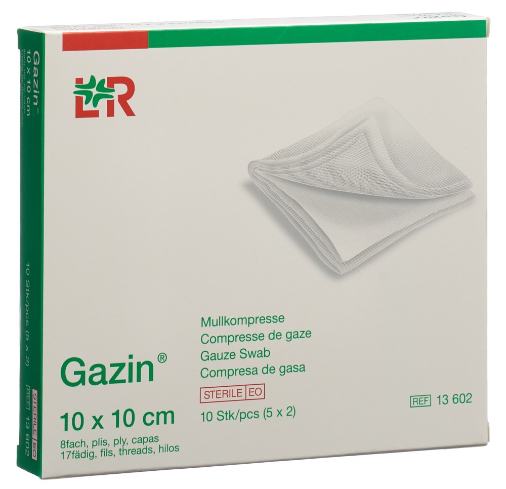 GAZIN compresses gaze 10x10cm 8p 17fils 5 x 2 pce