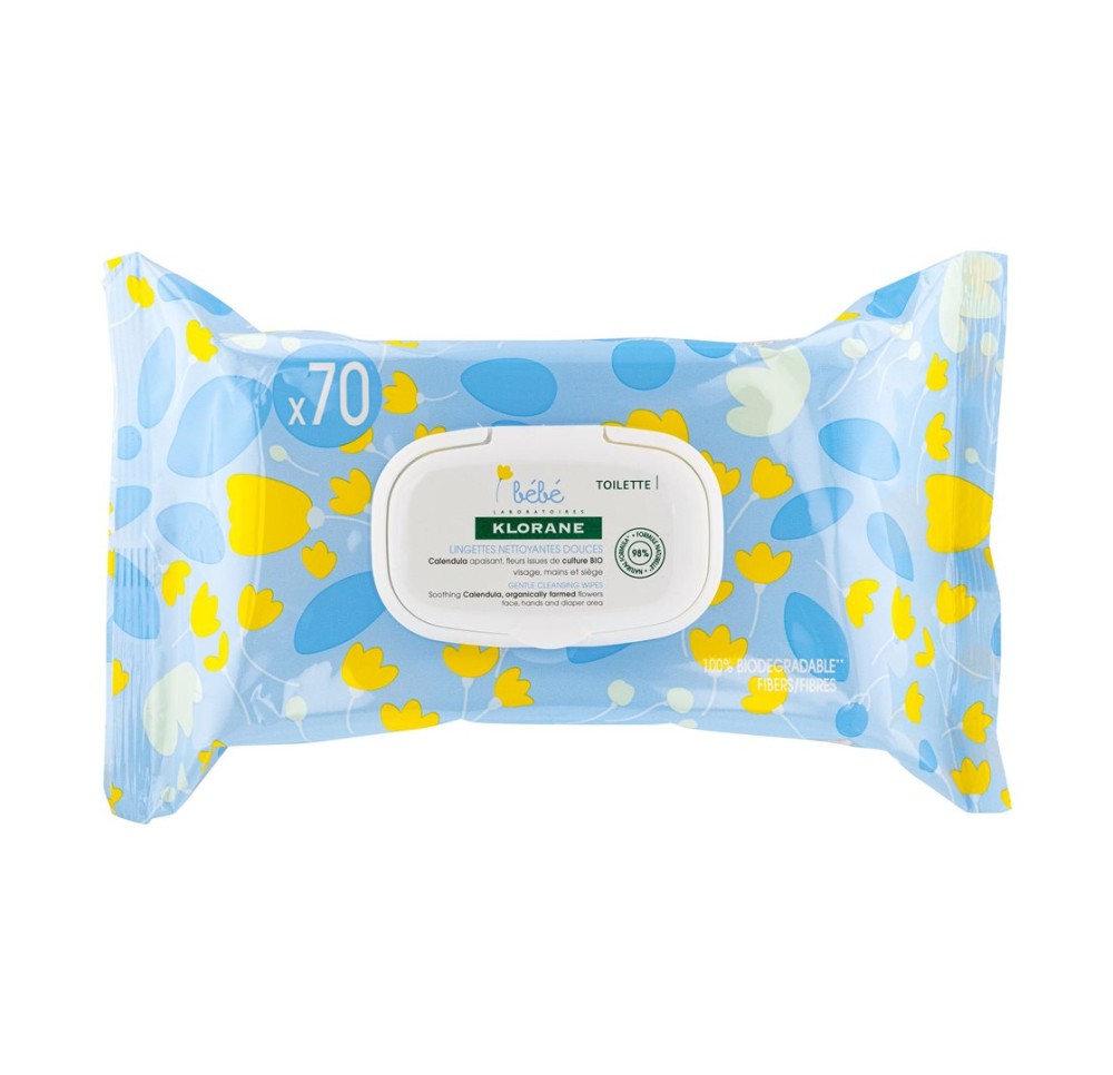KLORANE Bébé Linget visage & mains biodé 70 pce