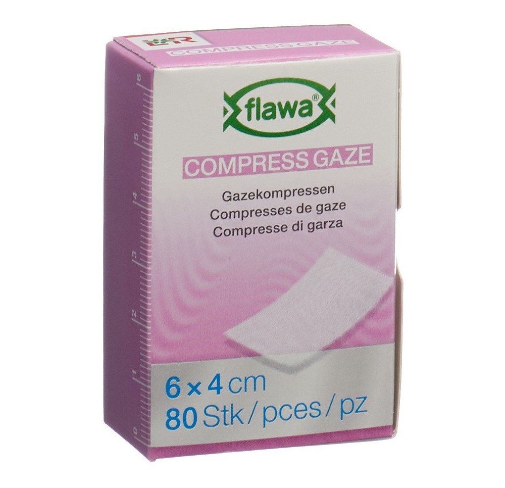 FLAWA compresse gaze coup 4x6cm réd germ 80 pce