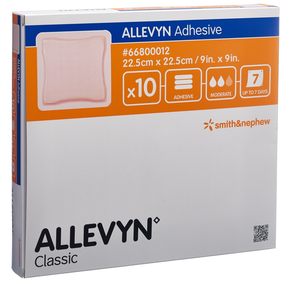 ALLEVYN ADHESIVE pansem adhésif 22.5x22.5cm 10 pce