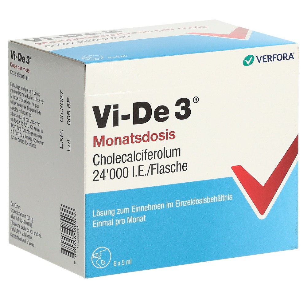 VI-DE 3 dose par mois sol 24000 UI/5ml 6 fl 5 ml