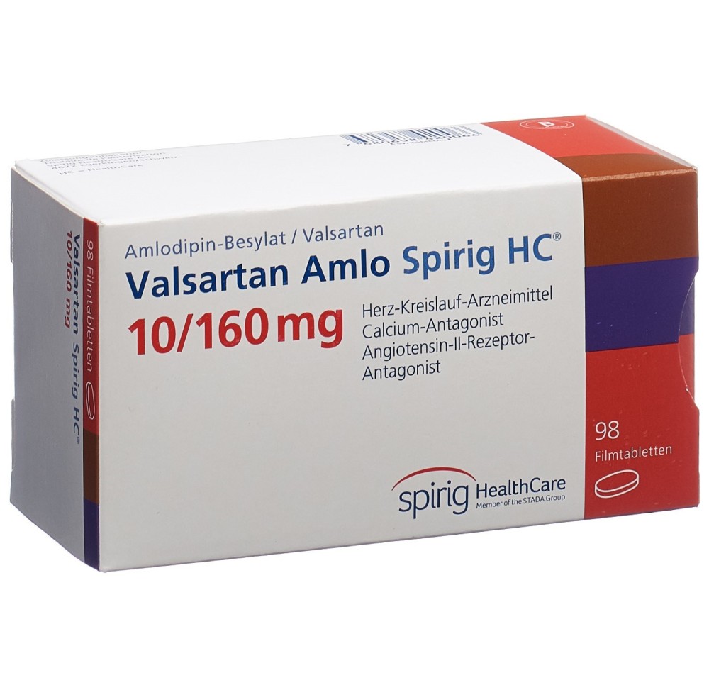VALSARTAN AMLO Spirig HC cpr pell 10/160mg 98 pce