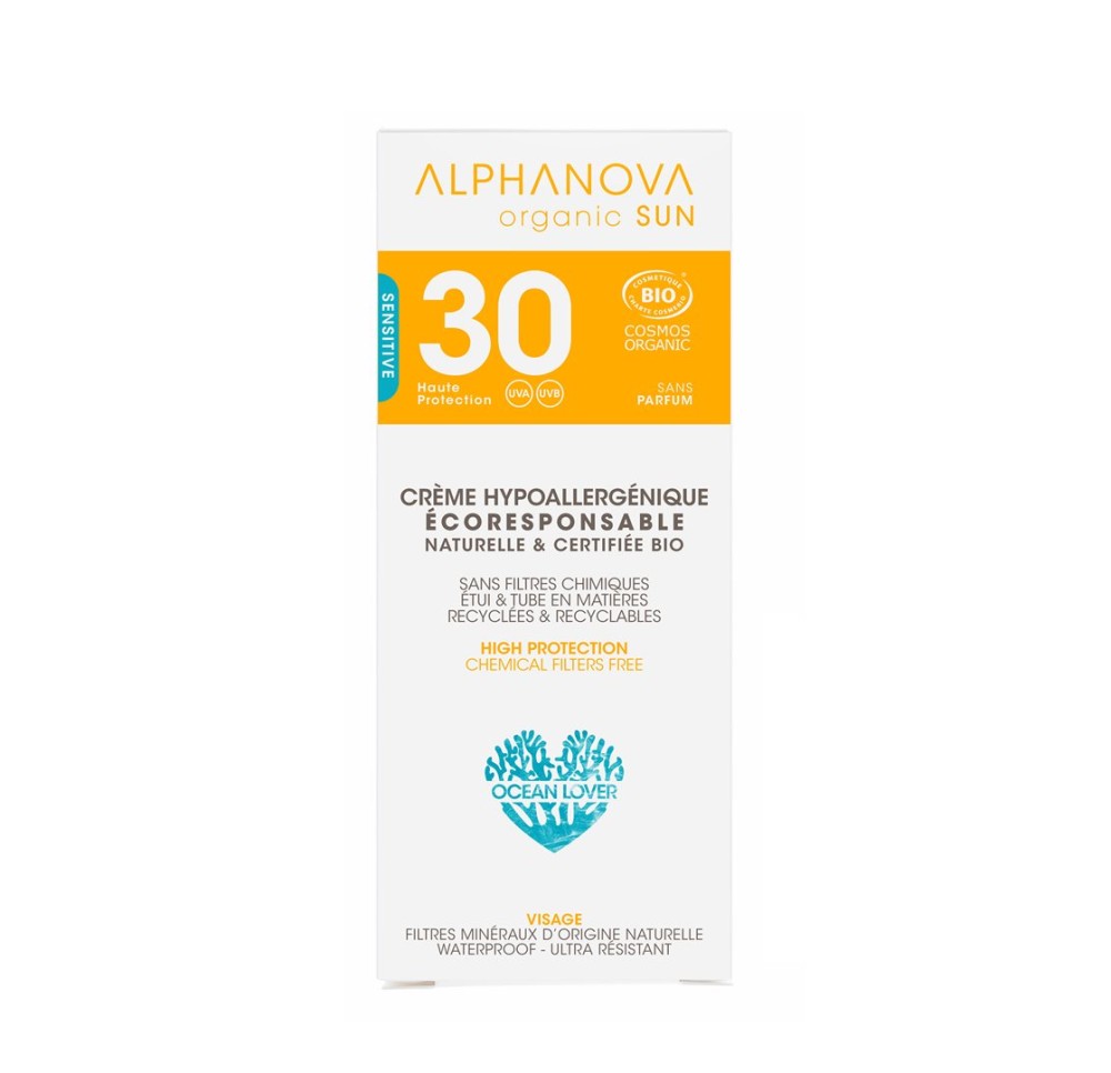 ALPHANOVA SUN crème bio hypoall IP30+ s parf 50 g