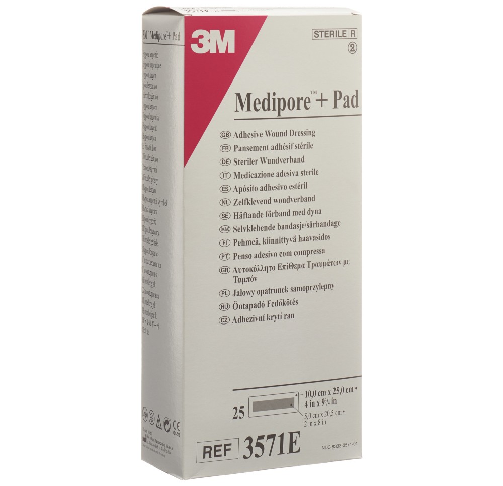 3M MEDIPORE+PAD 10x25cm compresse 5x20.5cm 25 pce