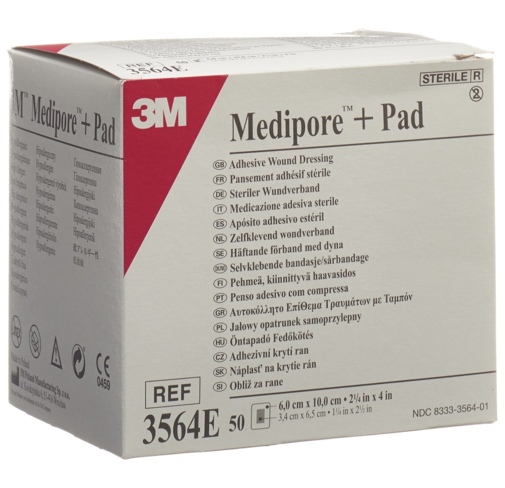 3M MEDIPORE+PAD 6x10cm compresse 3.4x6.5cm 50 pce