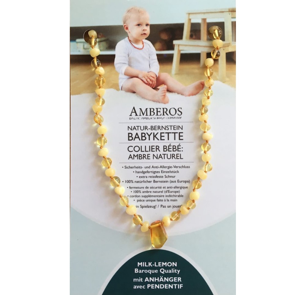 AMBEROS collier pendent amb naturel baro milk lem