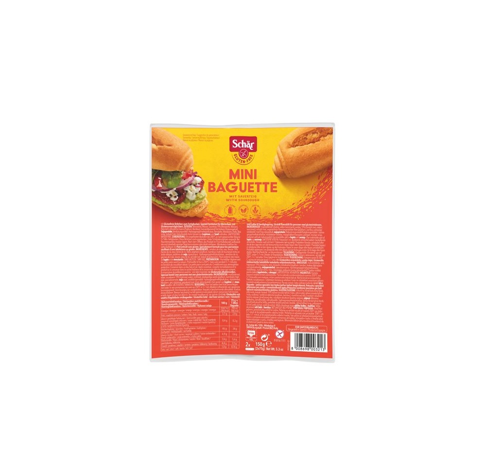 SCHÄR baguette mini sans gluten 2 x 75 g