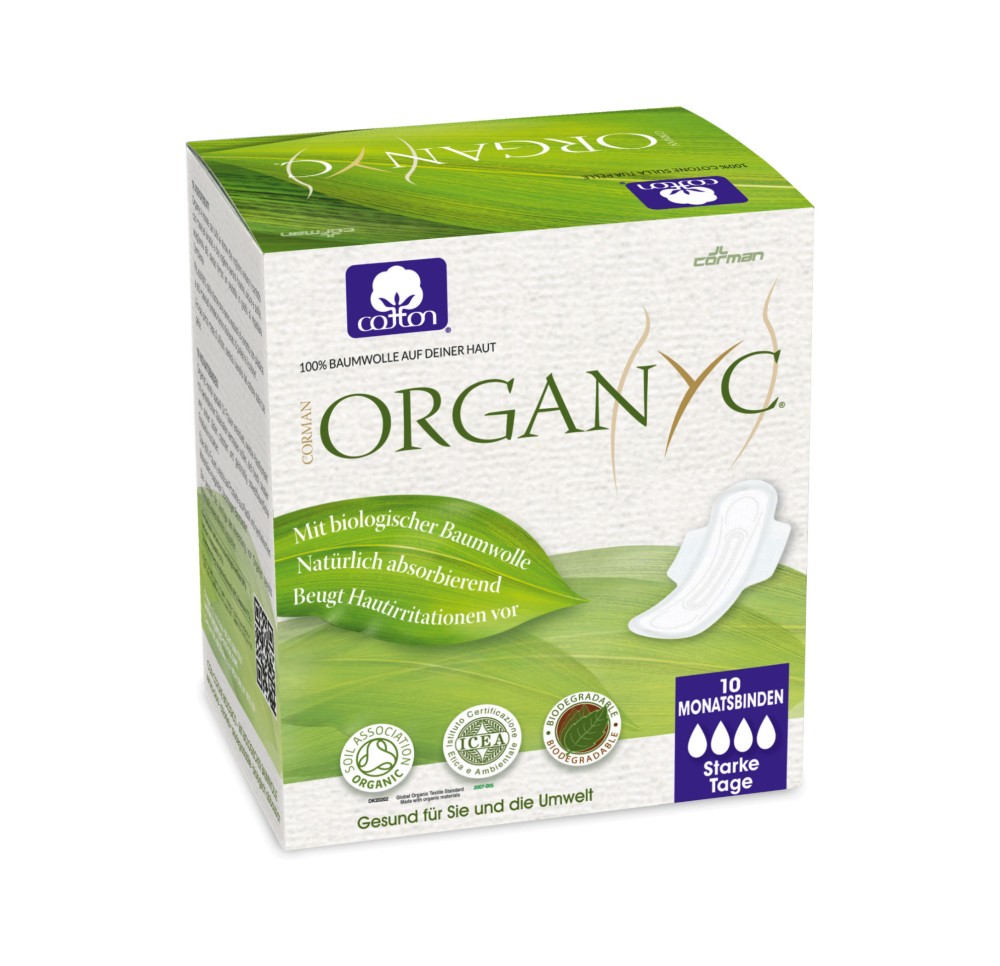 ORGANYC serviettes hygié ailettes high flow 10 pce