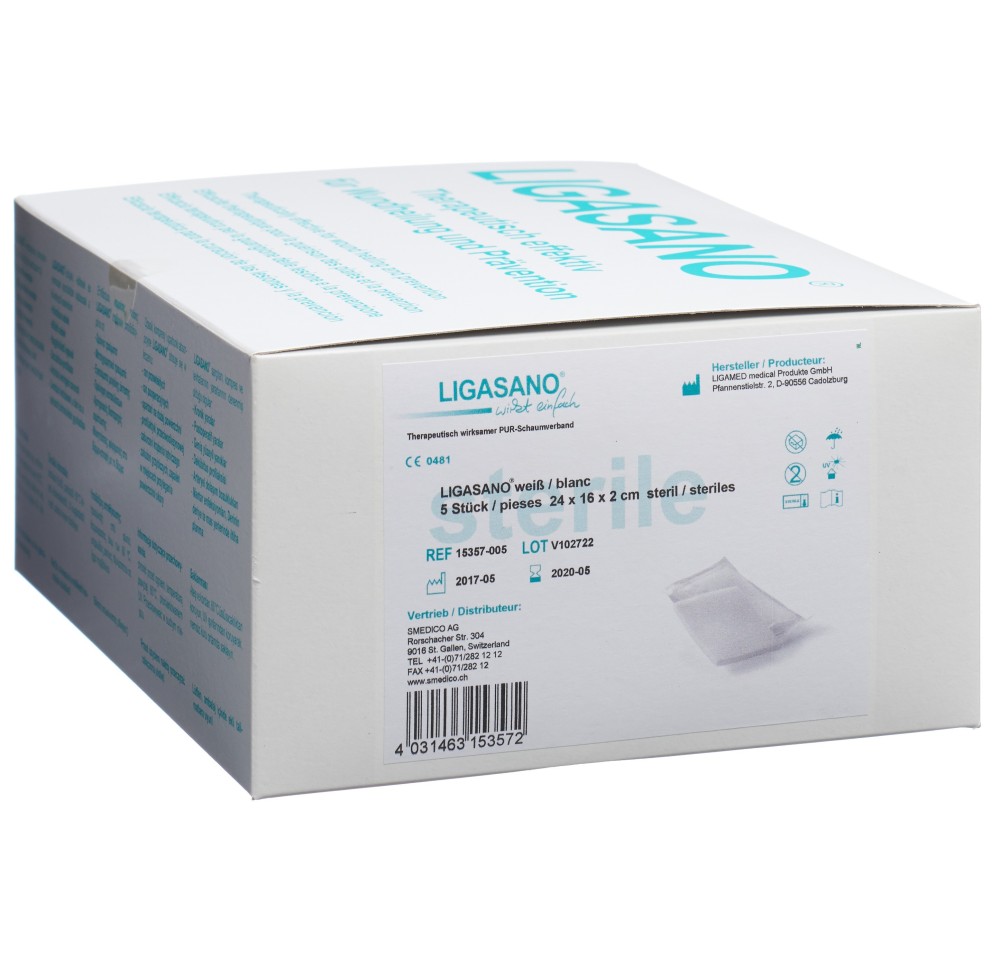 LIGASANO compresse mousse 24x16x2cm stér 5 pce