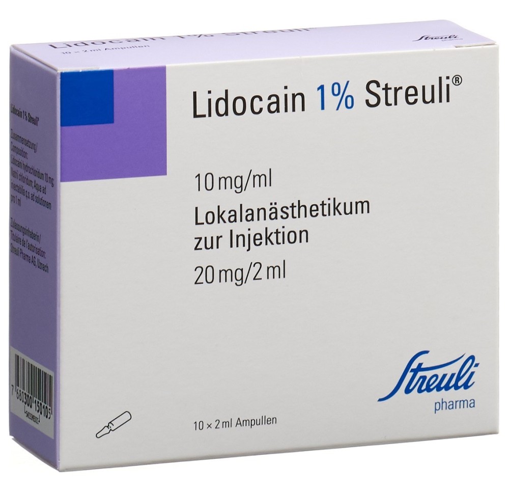 LIDOCAÏNE Streuli 1% 20 mg/2ml 10 amp 2 ml