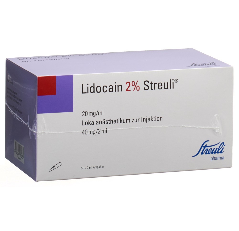 LIDOCAÏNE Streuli 2% 40 mg/2ml 50 amp 2 ml