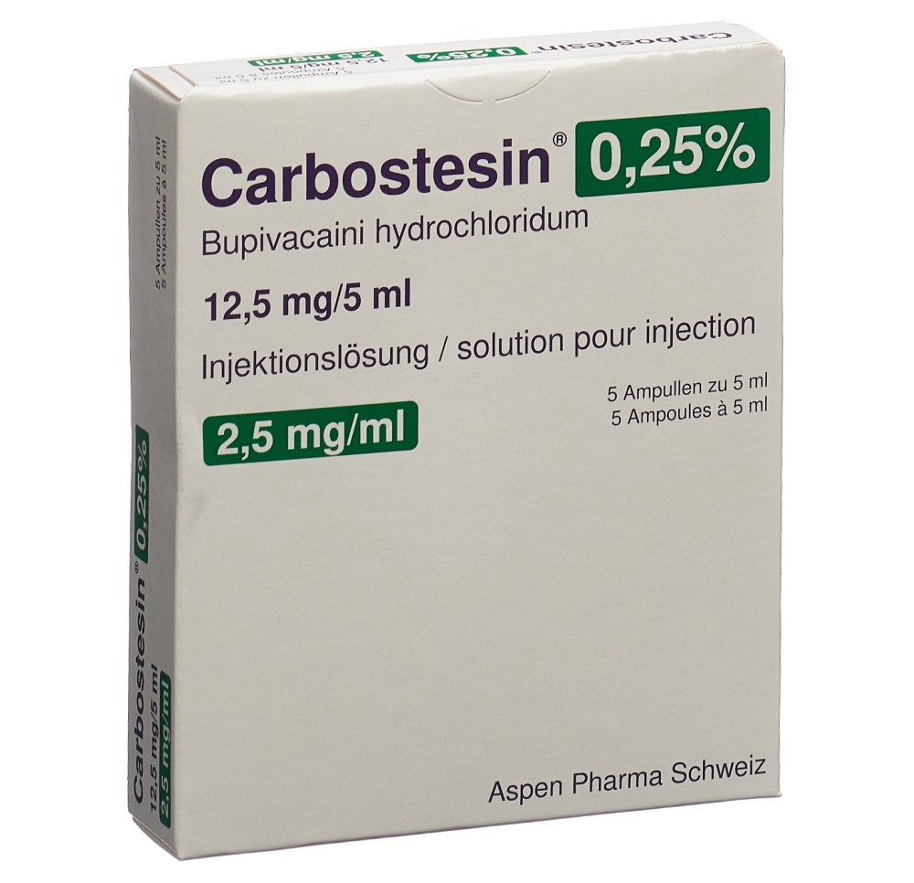 CARBOSTESIN 0.25% sol inj 12.5 mg/5ml 5 amp 5 ml