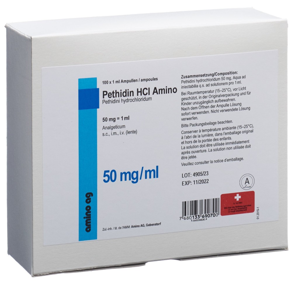 PETHIDINE HCL Amino 50 mg/ml 100 amp 1 ml