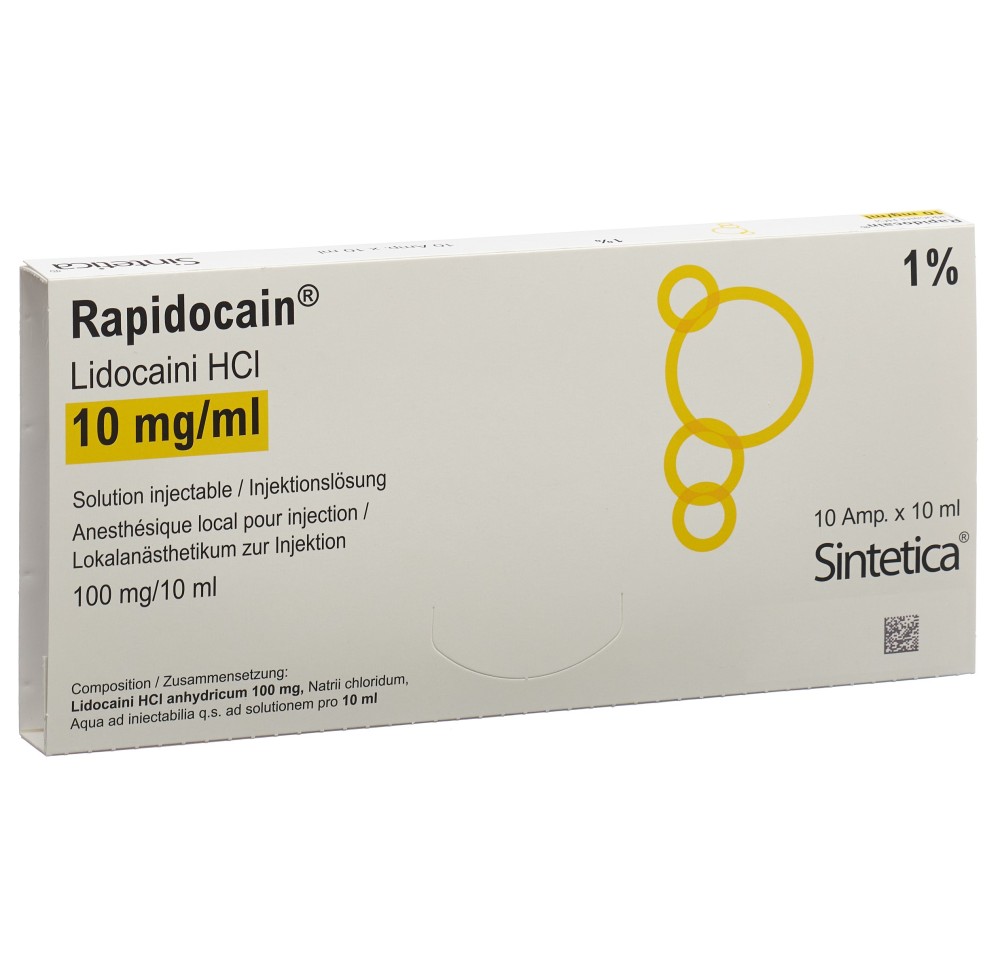 RAPIDOCAIN 100 mg/10ml s cons 10 amp 10 ml