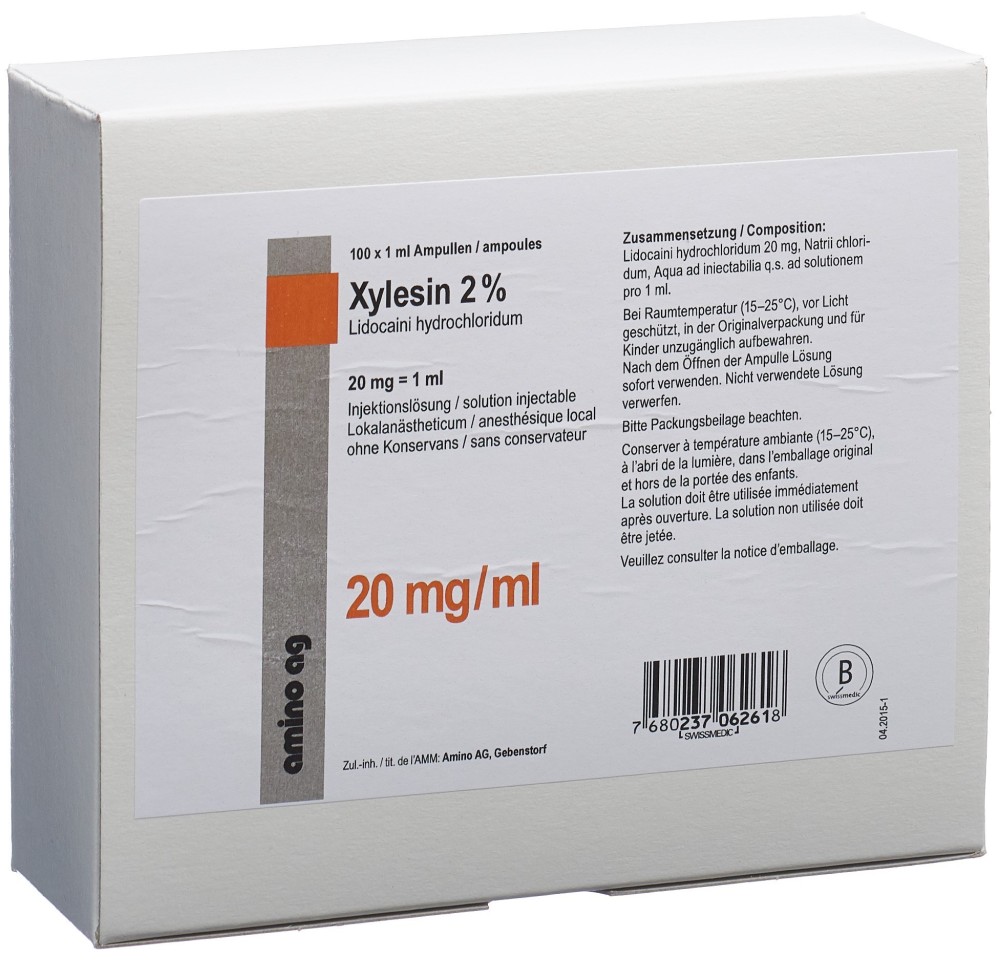 XYLESINE sol inj 20 mg/ml 100 amp 1 ml