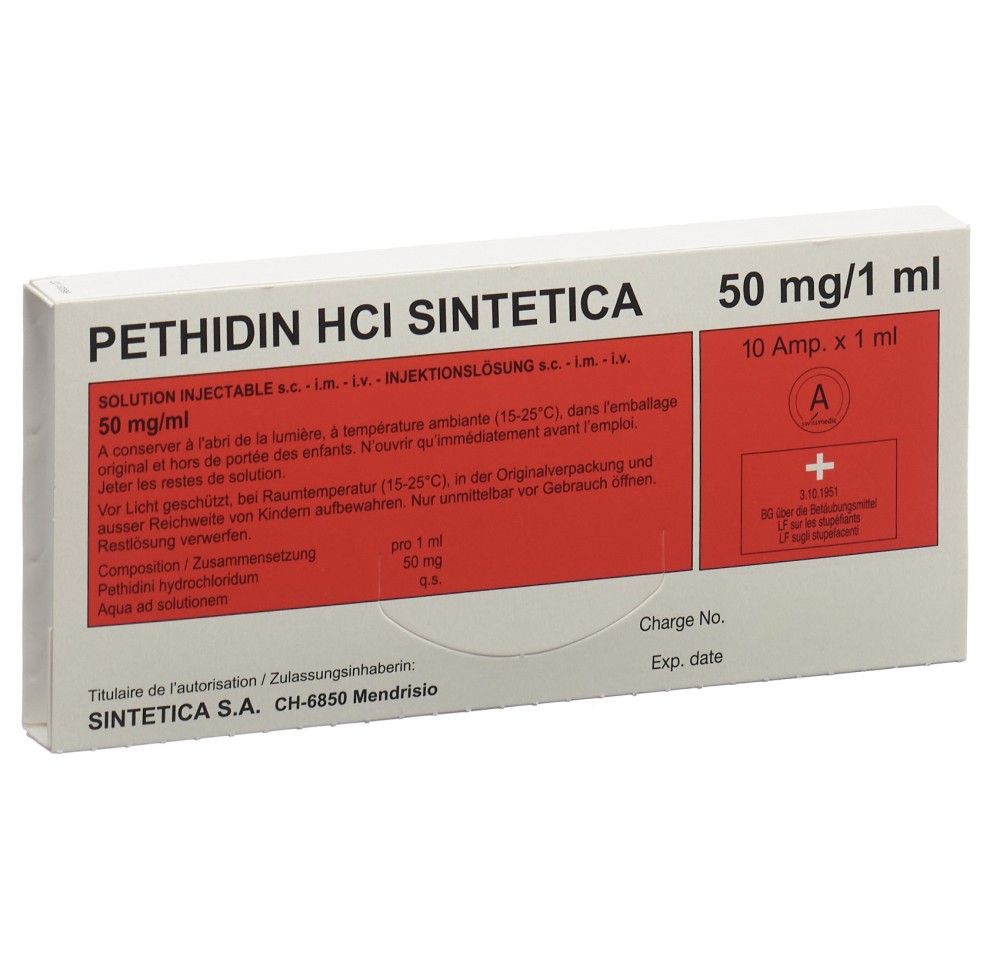 PETHIDINE HCL Sintetica 50 mg/ml 10 amp 1 ml