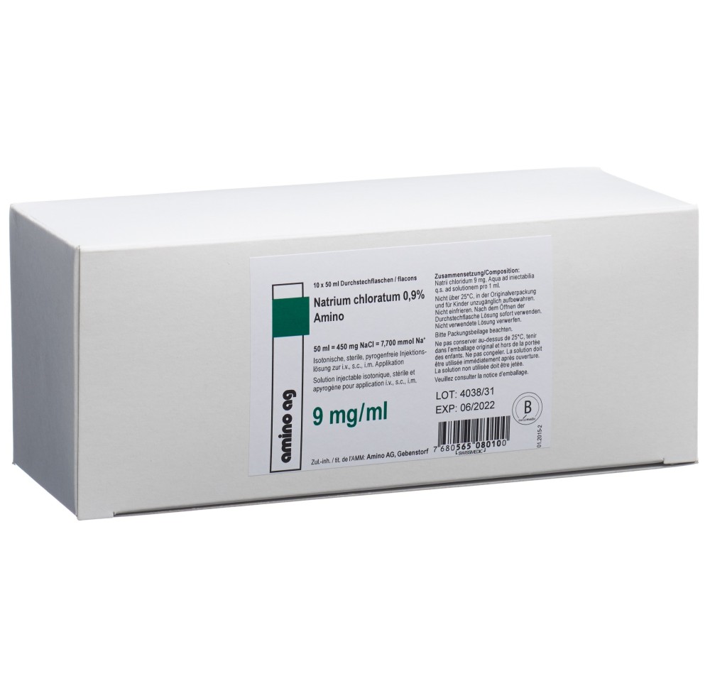 NACL Amino sol inj 0.9 % 50ml flac 10 pce