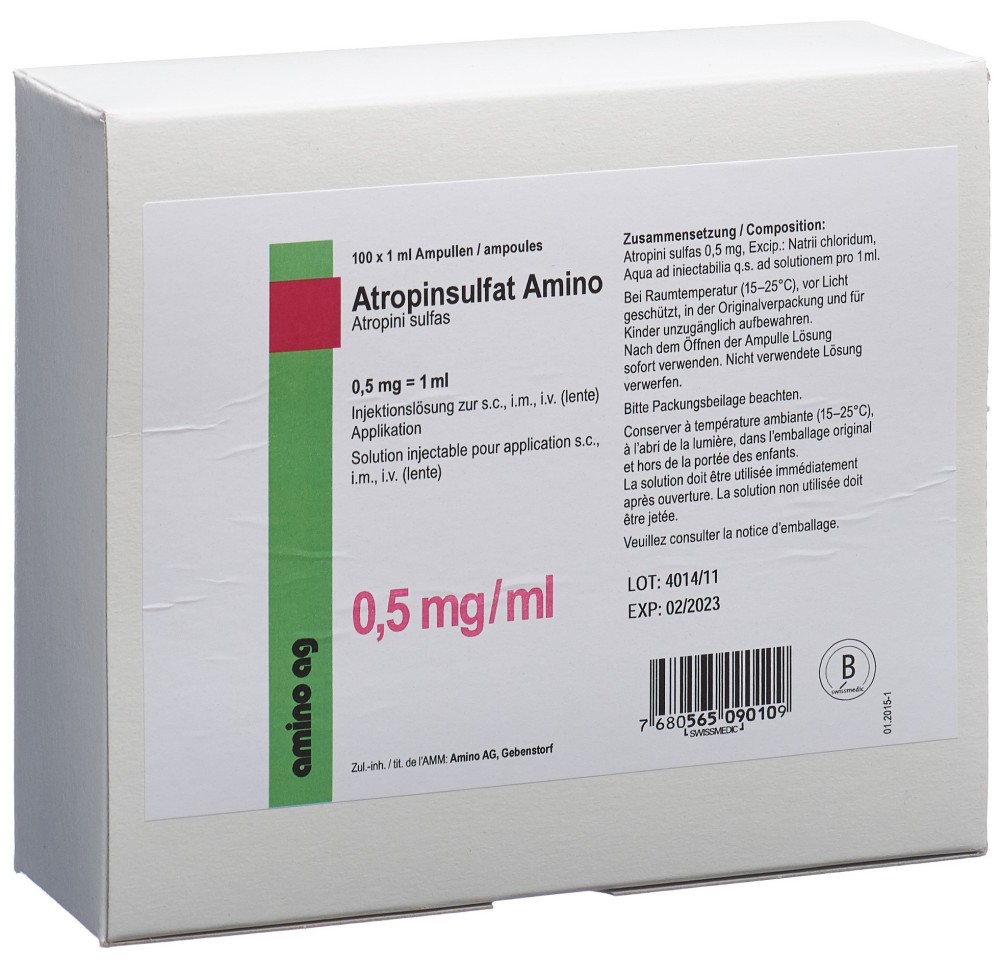 ATROPINSULFAT Amino 0.5 mg/ml 100 amp 1 ml