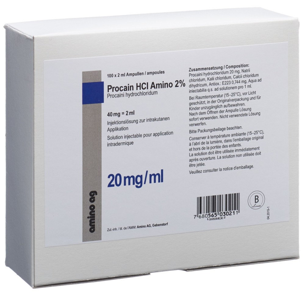 PROCAINE HCL Amino 40 mg/2ml 100 amp 2 ml