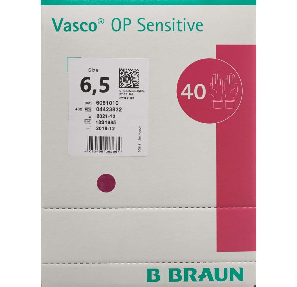 VASCO OP SENSITIVE gant Gr6.5 stérile lat 40 paire