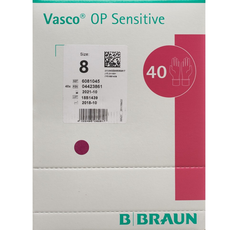 VASCO OP SENSITIVE gant Gr8.0 stérile lat 40 paire