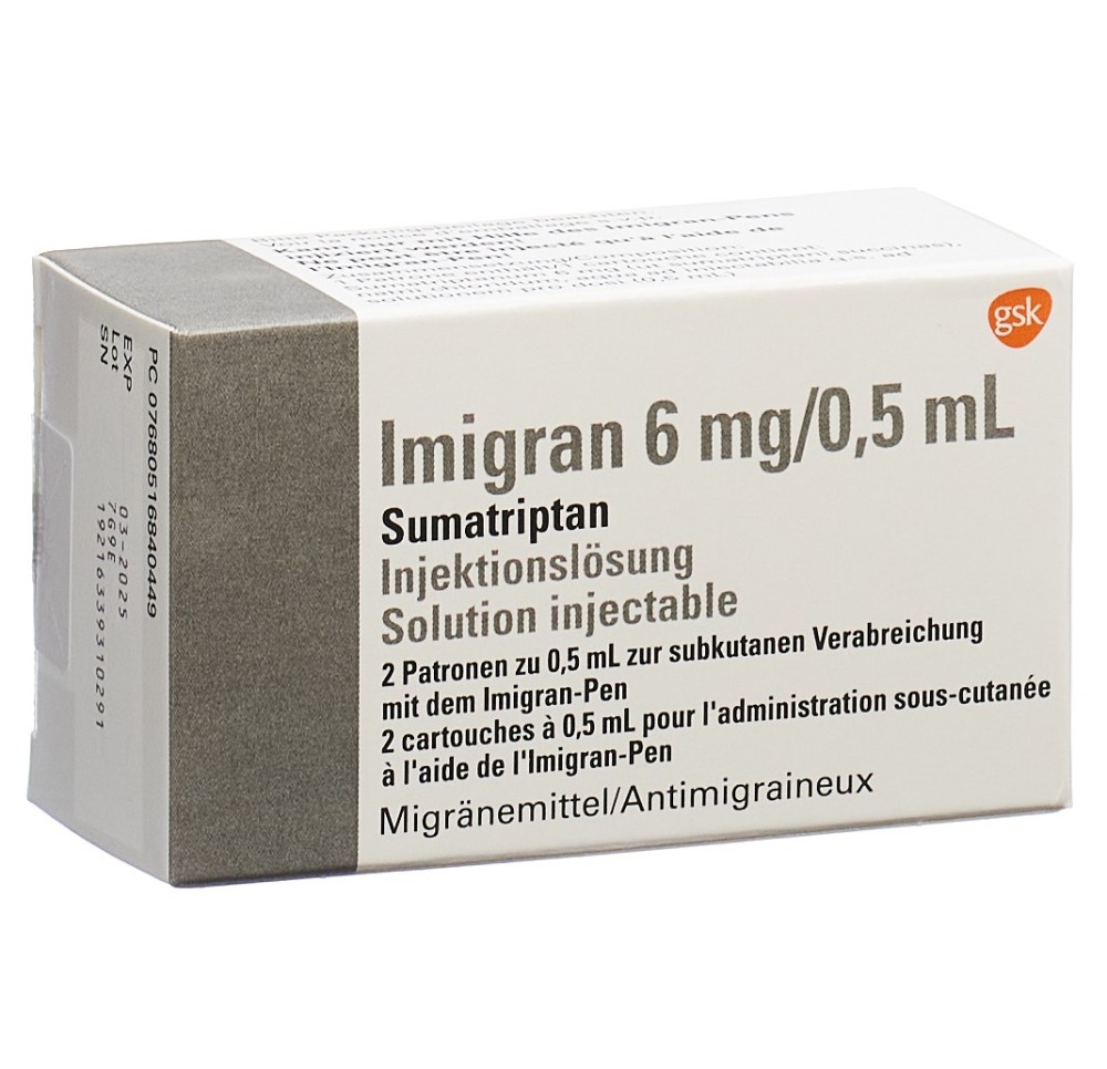 IMIGRAN sol inj 6 mg/0.5ml amp 2 pce
