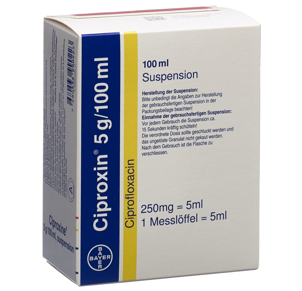 CIPROXINE gran 5 g/100ml c solv p susp fl 100 ml