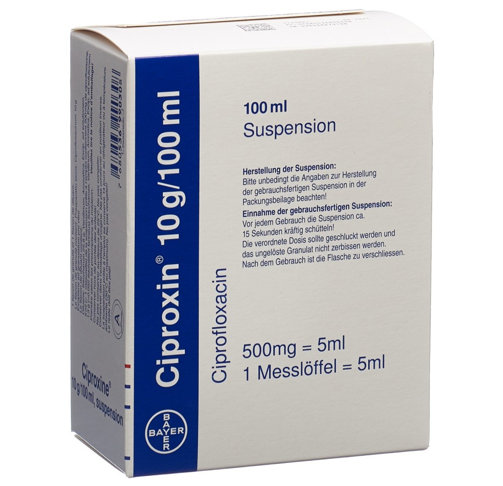 CIPROXINE gran 10 g/100ml c solv p susp fl 100 ml