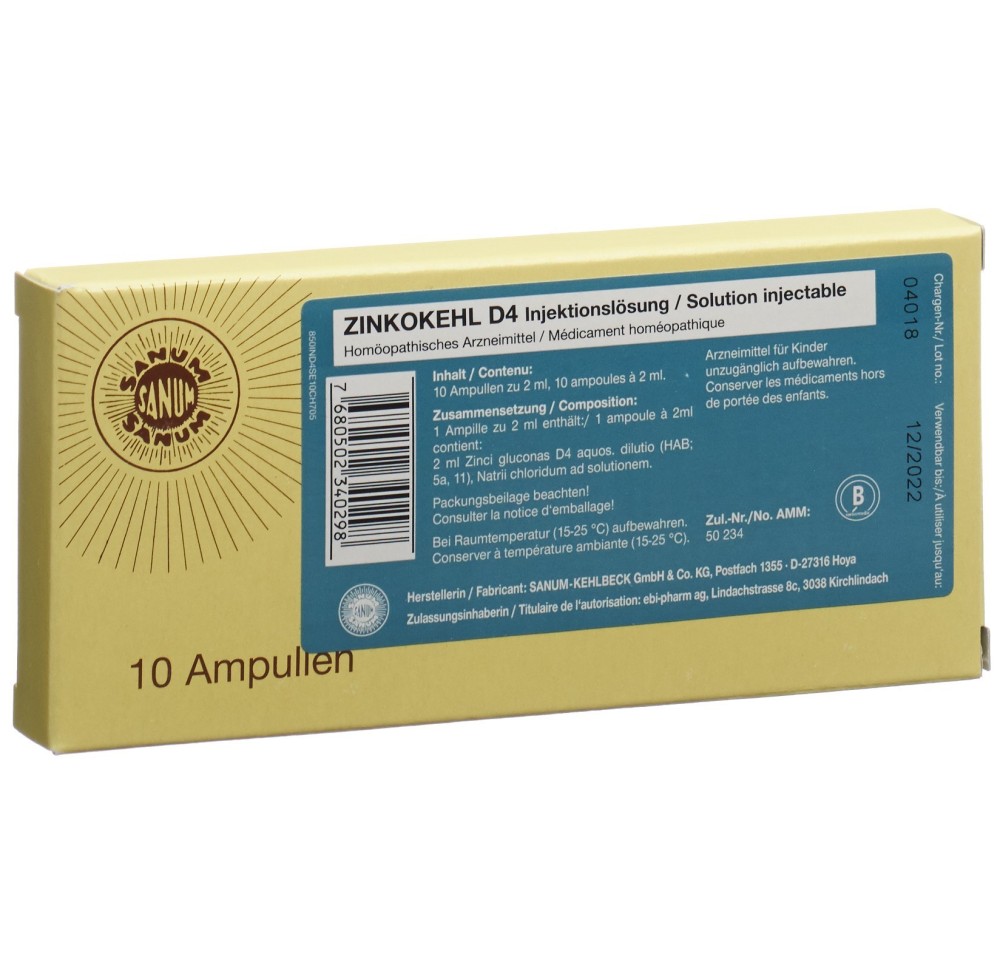 ZINKOKEHL sol inj 10 amp 2 ml