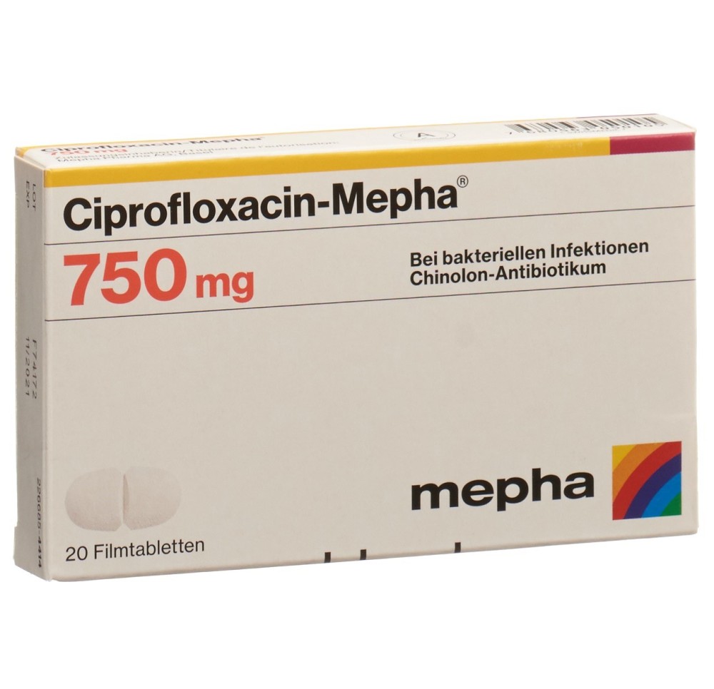 CIPROFLOXACIN Mepha cpr pell 750 mg 20 pce