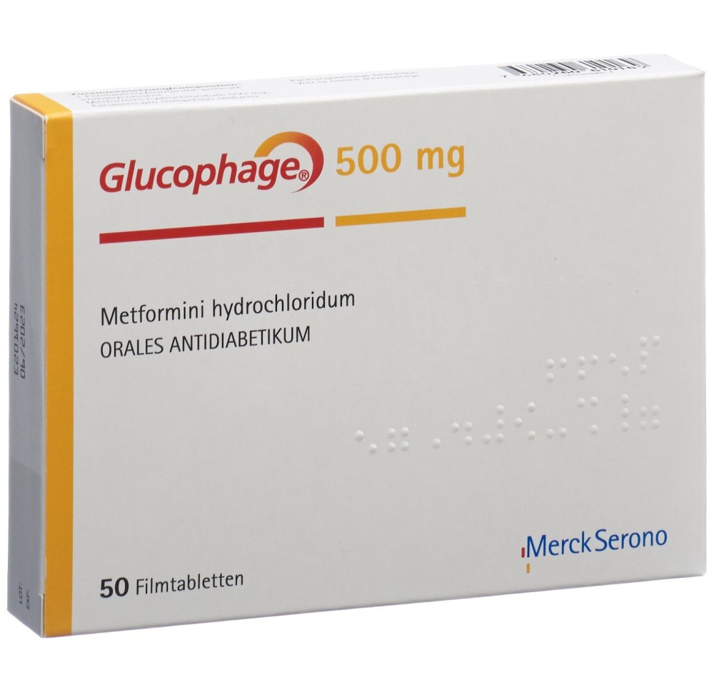 GLUCOPHAGE cpr pell 500 mg 50 pce