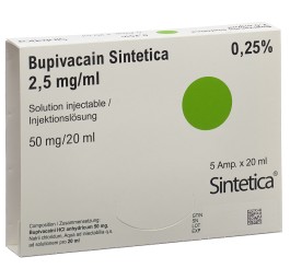 BUPIVACAIN Sintetica sol inj 2.5 mg/ml 5 amp 20 ml