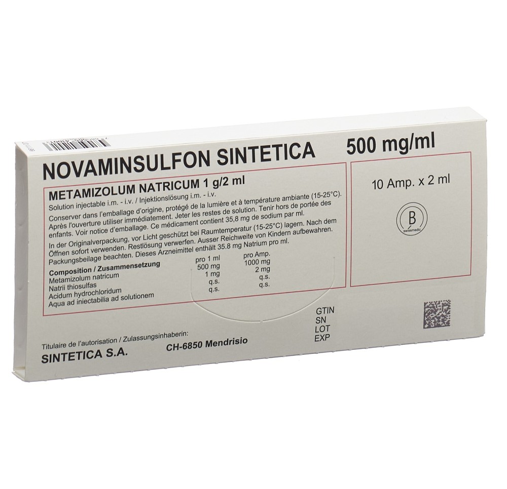 NOVAMINSULFON Sintetica 1 g/2ml 10 amp 2 ml
