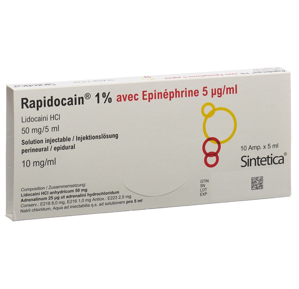RAPIDOCAIN 10 mg/ml + Epin 5 mcg/ml 10 amp 5 ml