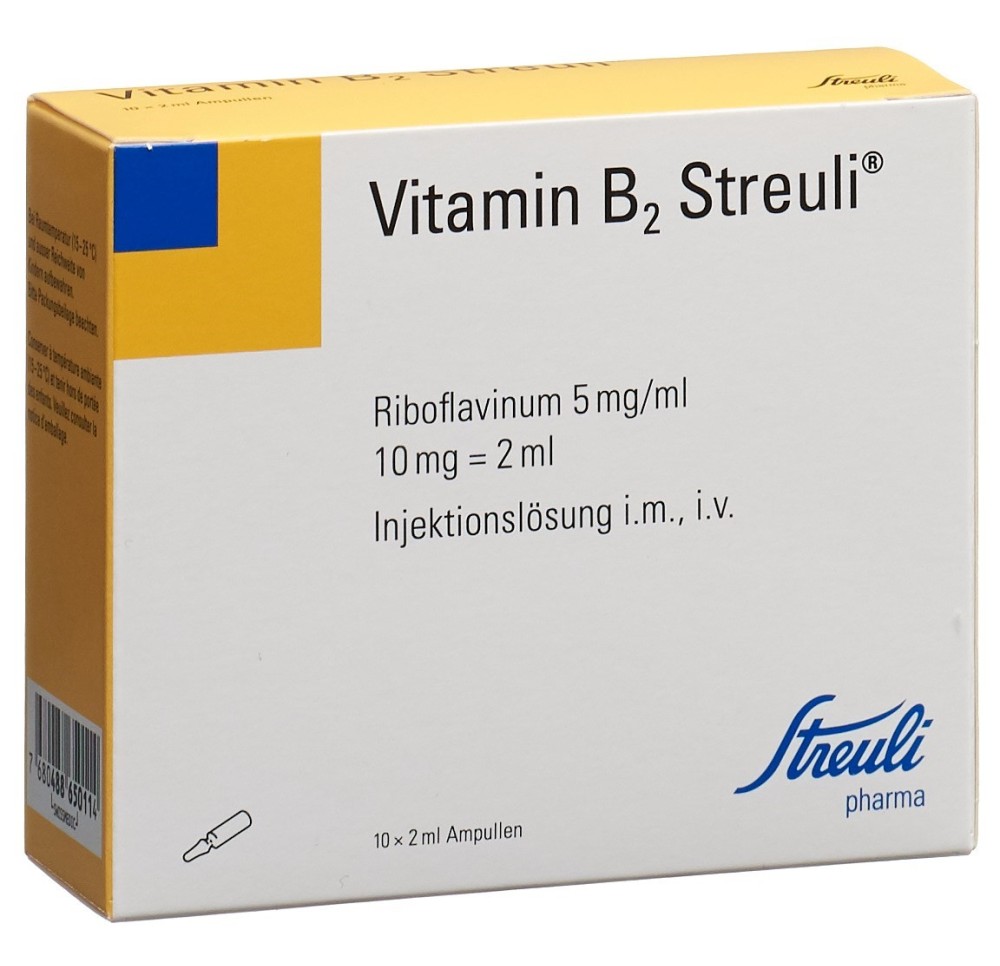 VITAMINE B2 Streuli sol inj 10 mg/2ml 10 amp 2 ml