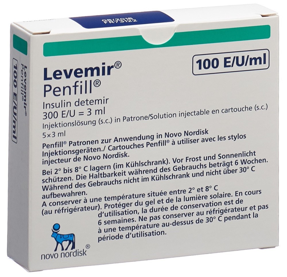 INSULINE Levemir Penfill 100 U/ml 5 cartouche 3 ml