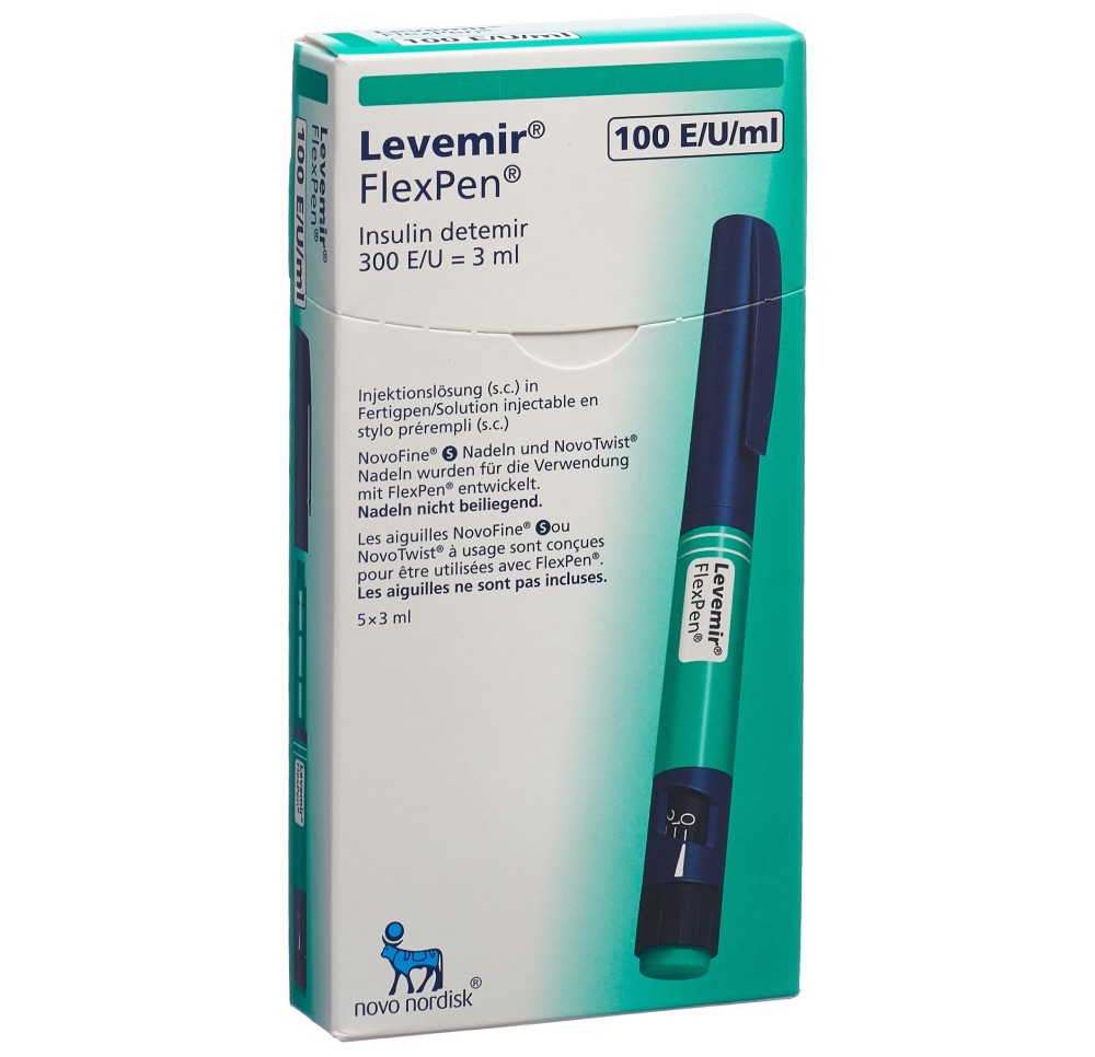 INSULINE Levemir FlexPen 100 U/ml 5 stylo pré 3 ml