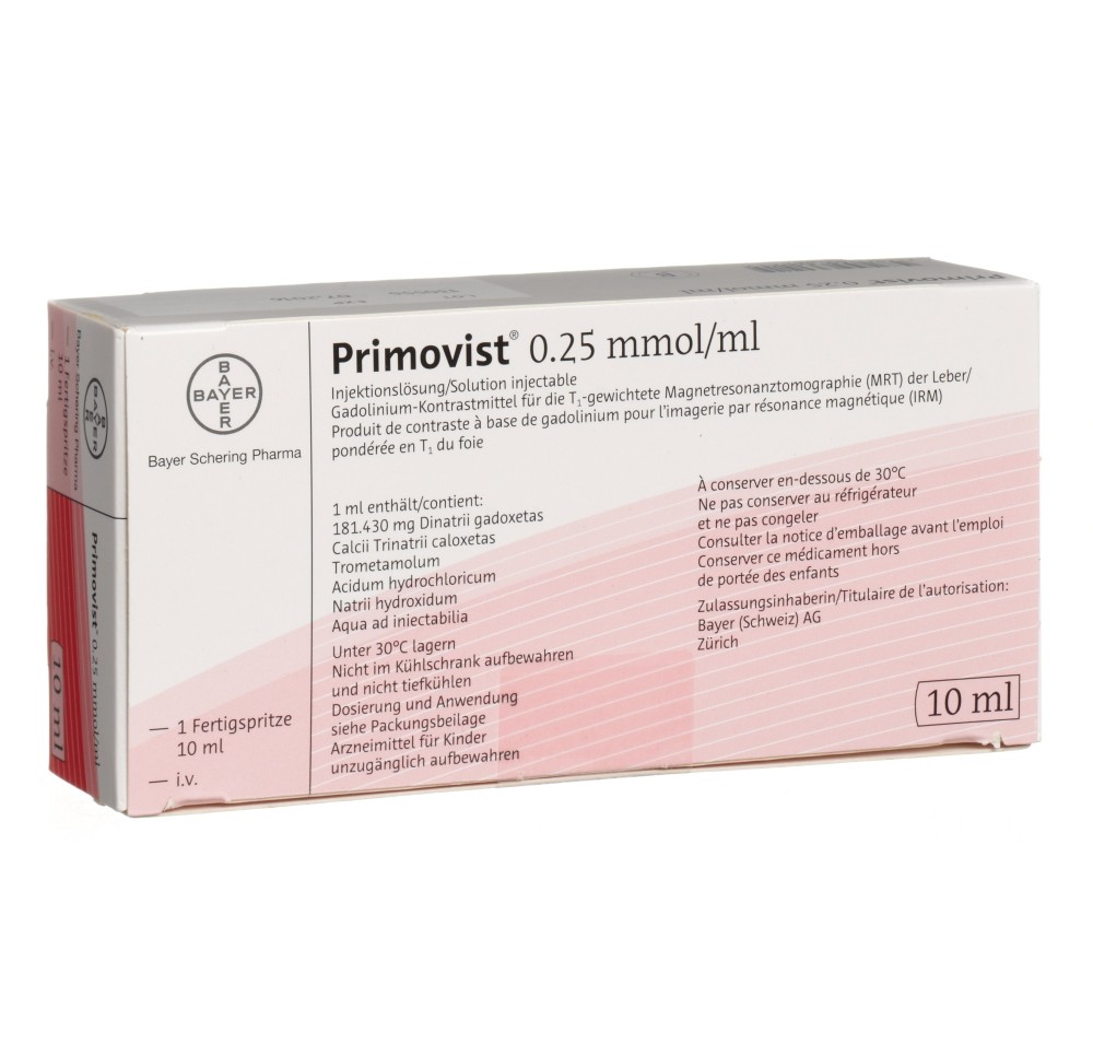 PRIMOVIST sol inj 0.25 mmol/ml ser prê 10 ml